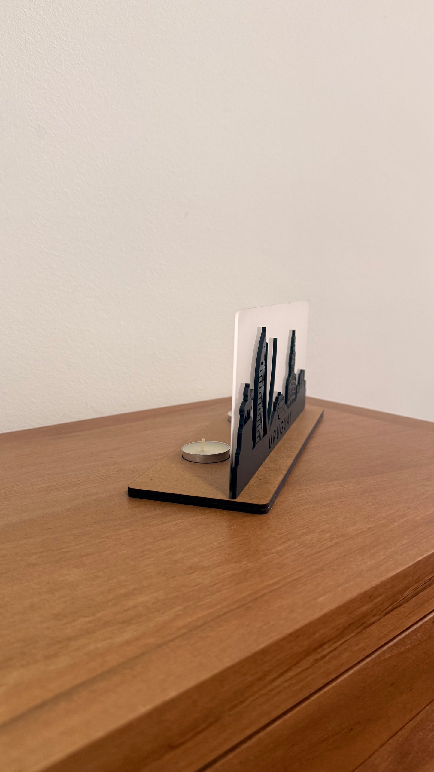 Porta Velas Decorativo Uruguay Skyline