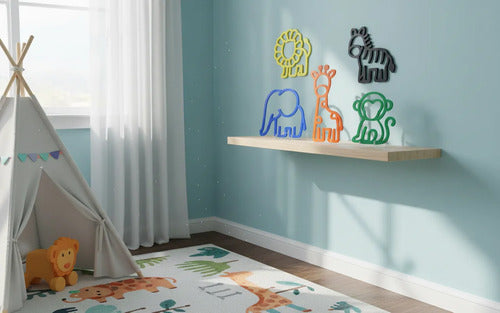 Set De Animales Safari Para Pared Infantil En Acrílico