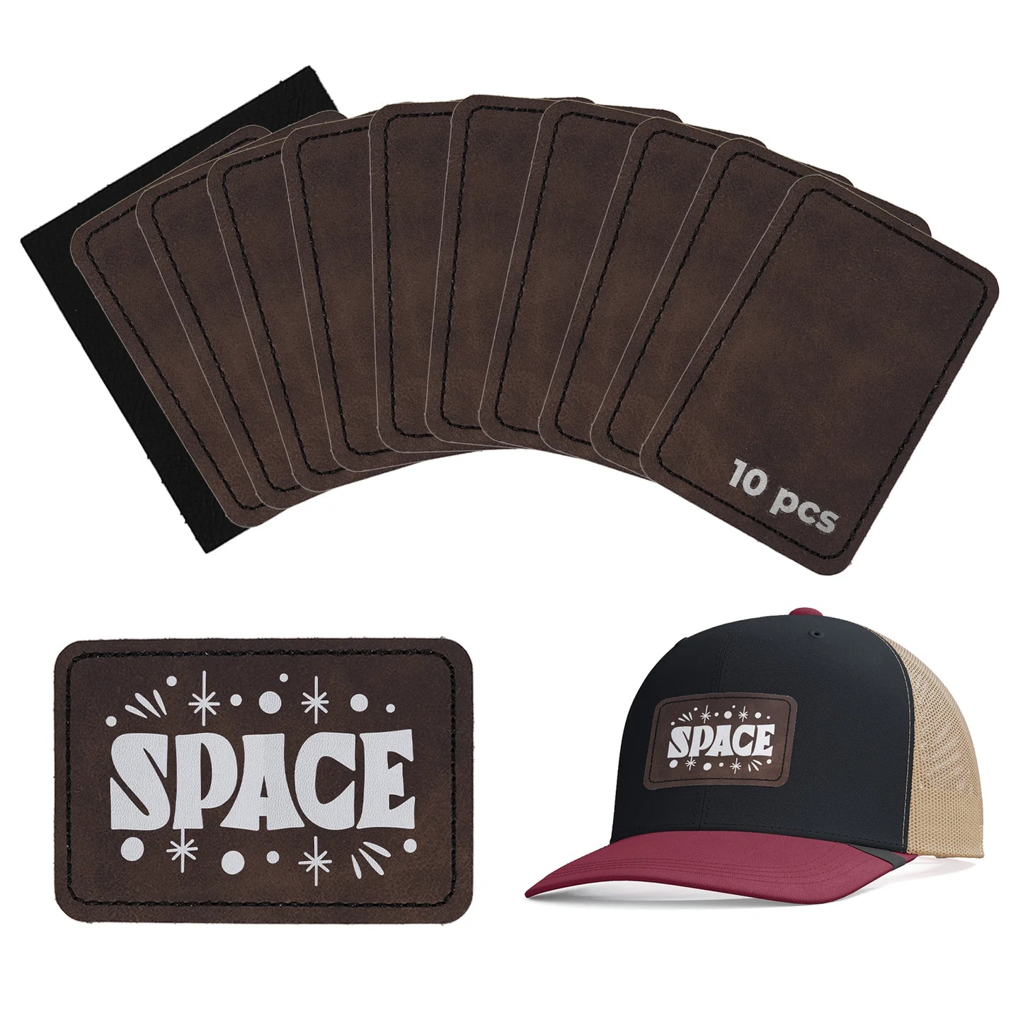 Parches rectangulares cuero sintético – Marrón a Plateado Termoadhesivos