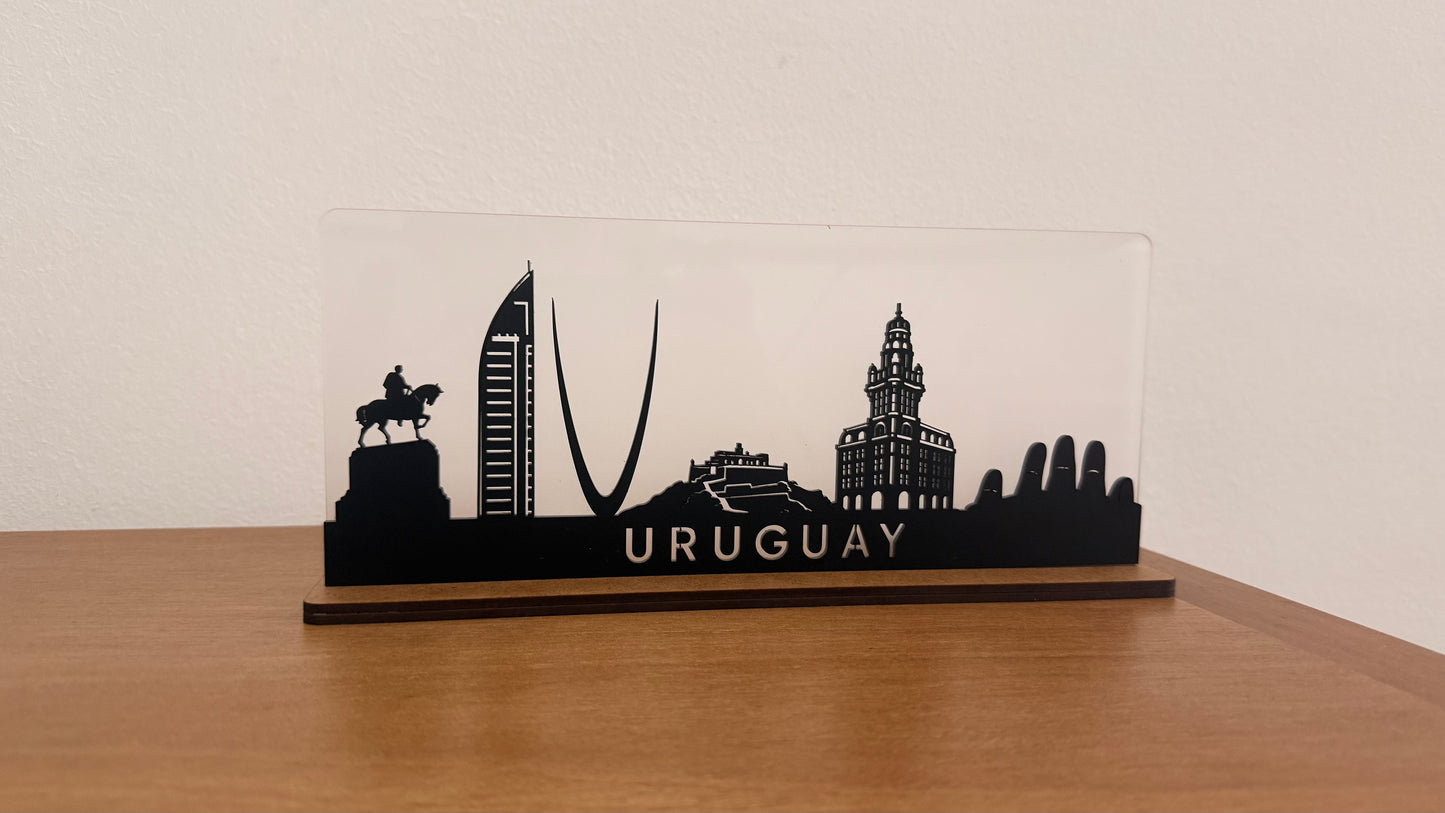 Porta Velas Decorativo Uruguay Skyline