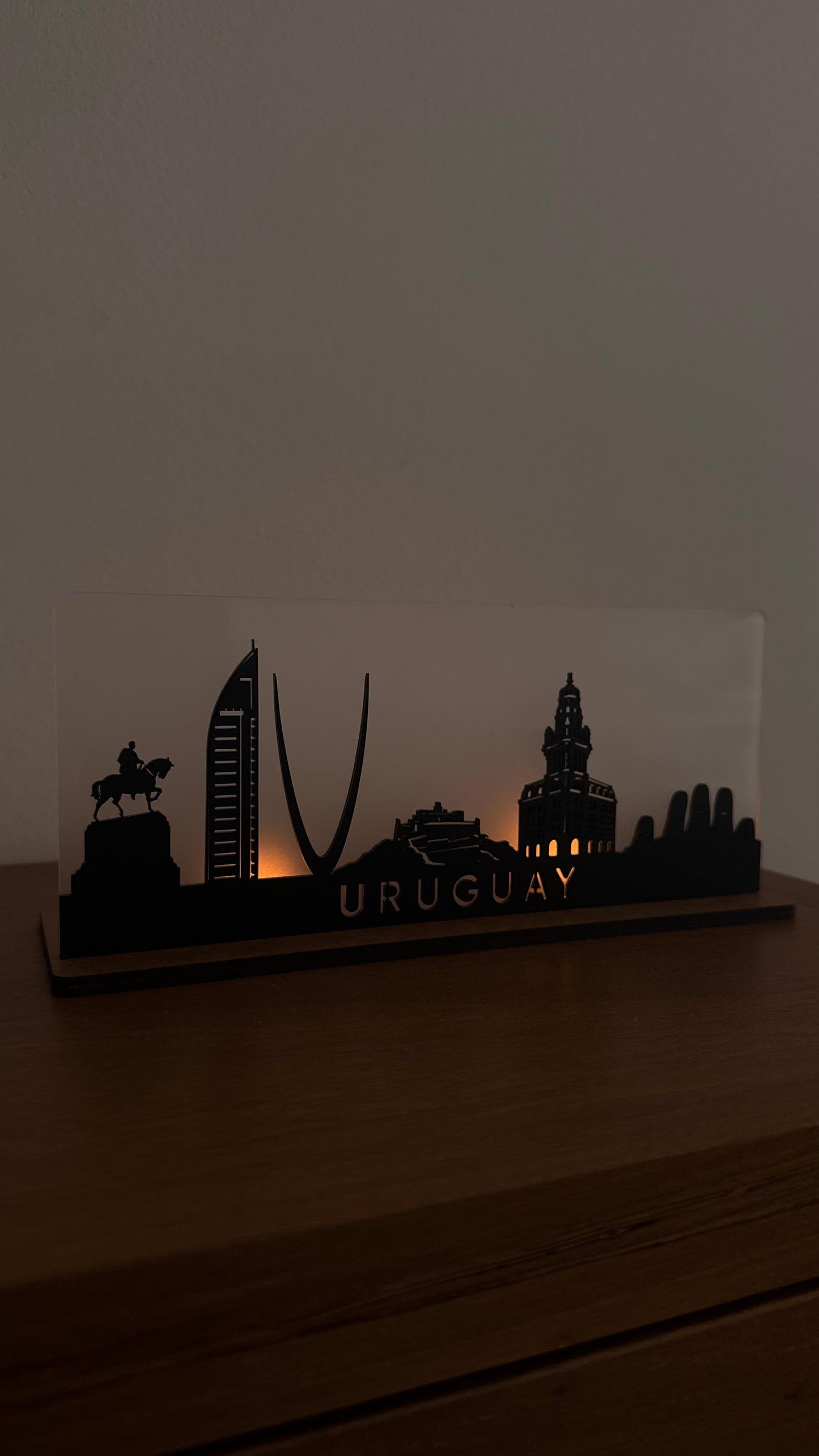 Porta Velas Decorativo Uruguay Skyline