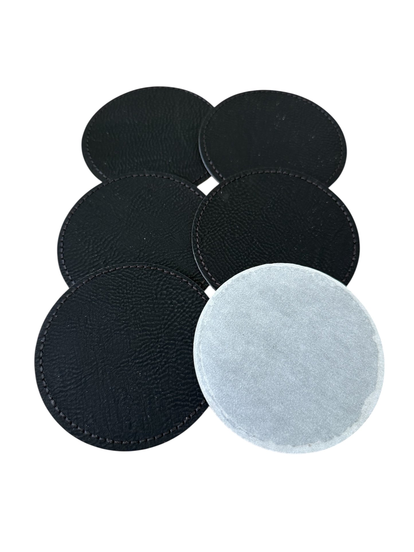 Parches redondos de cuero sintético - Negro a Plateado