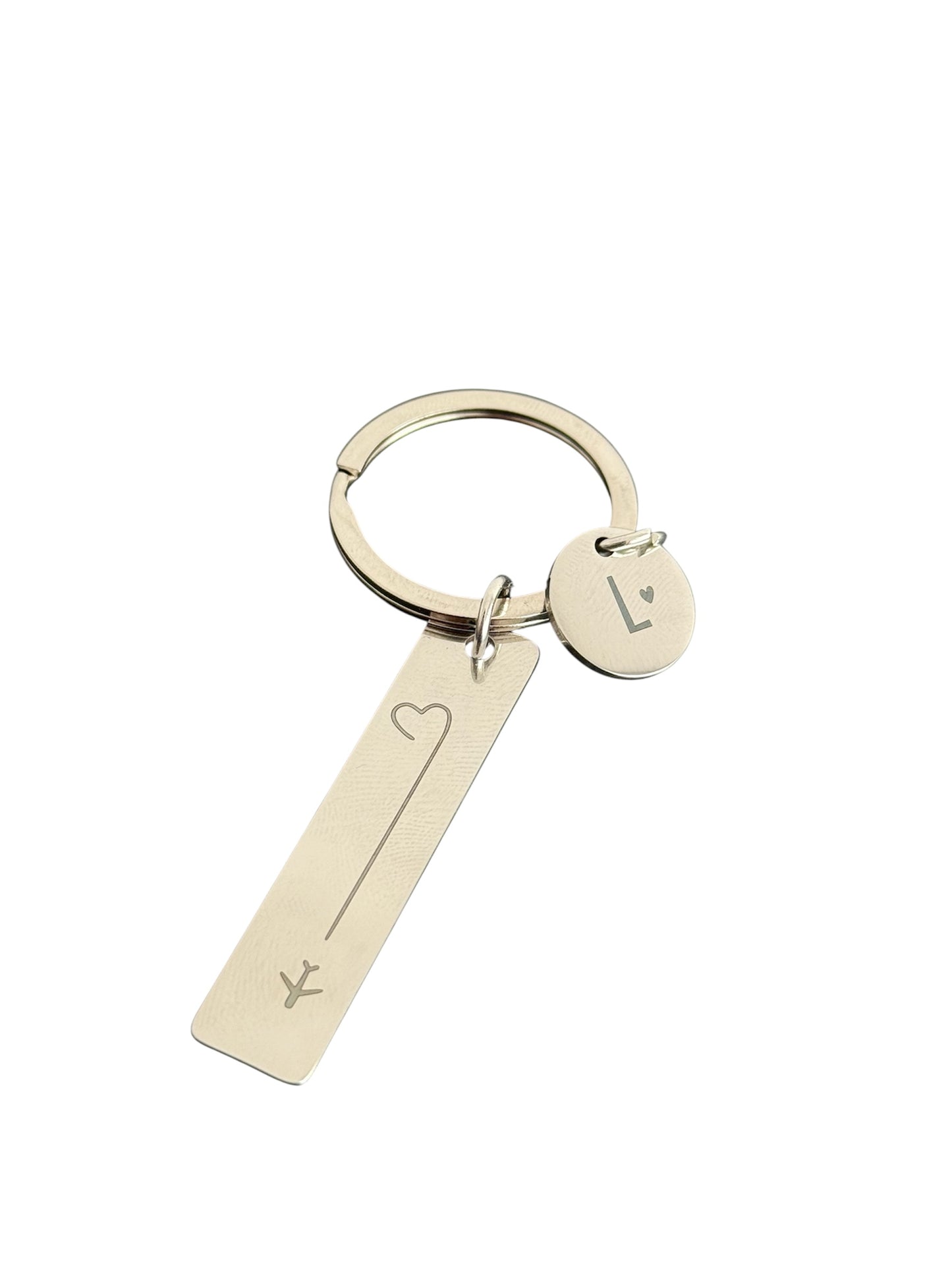 Llavero rectangular con dije redondo